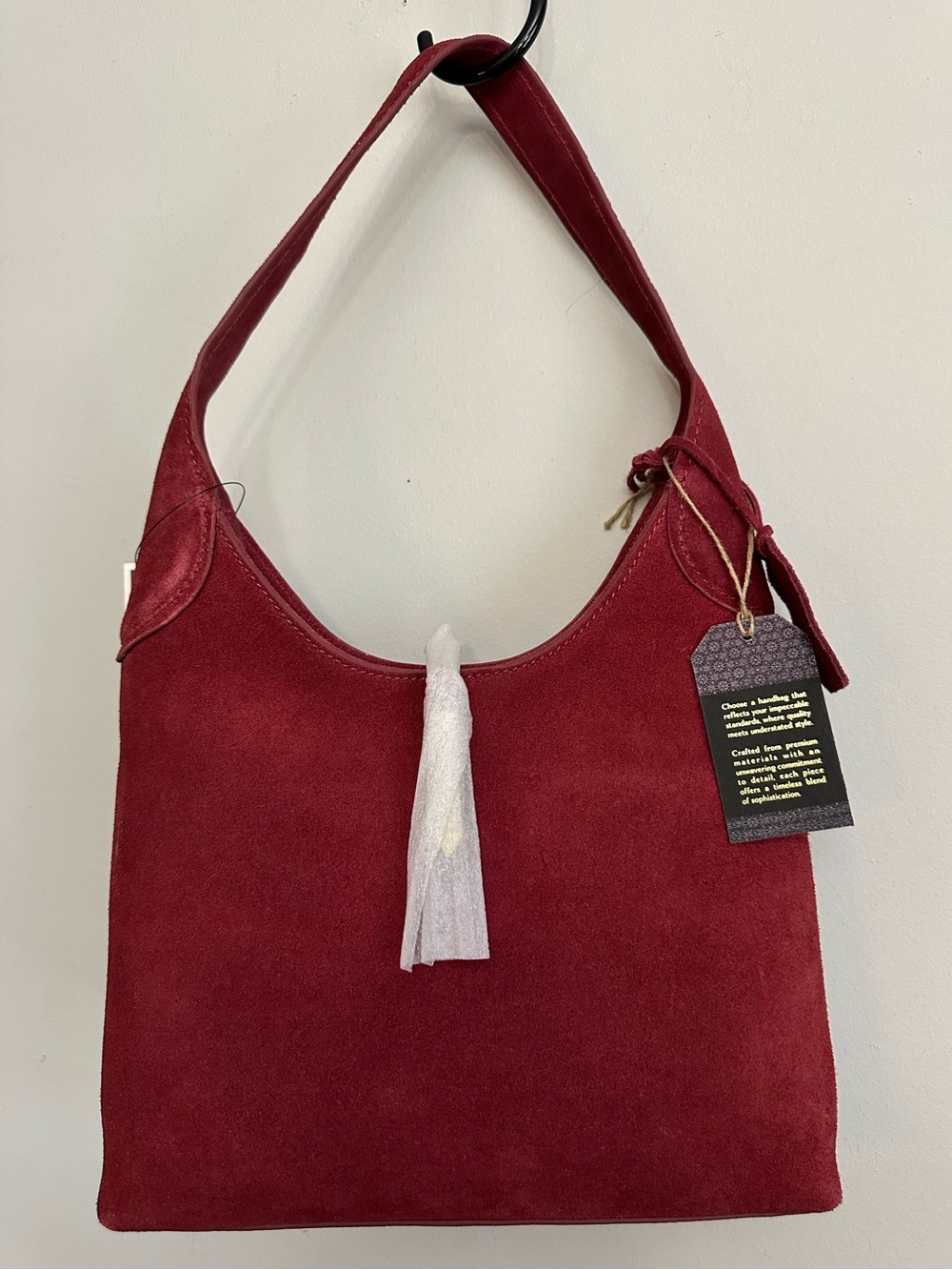 NWT Genuine Suede Leather Shoulder Bag, Choose color Chocolate Brown or Dark Red